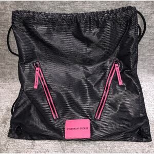 Victoria's Secret Backpack Black Victorias Secret Bag Pink Drawstring